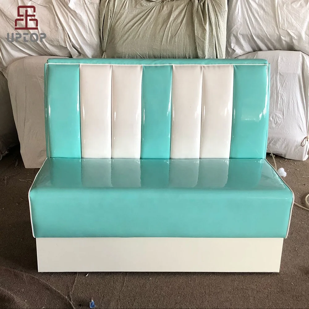 (SP-KS269) Vintage 50s Retro Style Leather Booth Seating Sofa For Restaurant