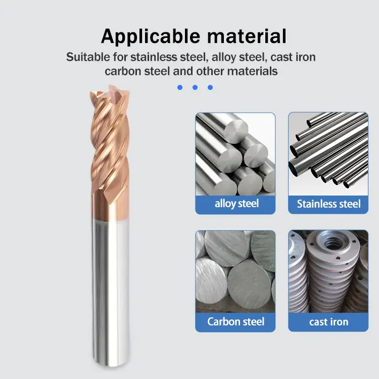 tungsten carbide hrc 60 d8 8mm 4f square end mill 60hrc endmill hrc60 flat endmill for alloy steel suppliers