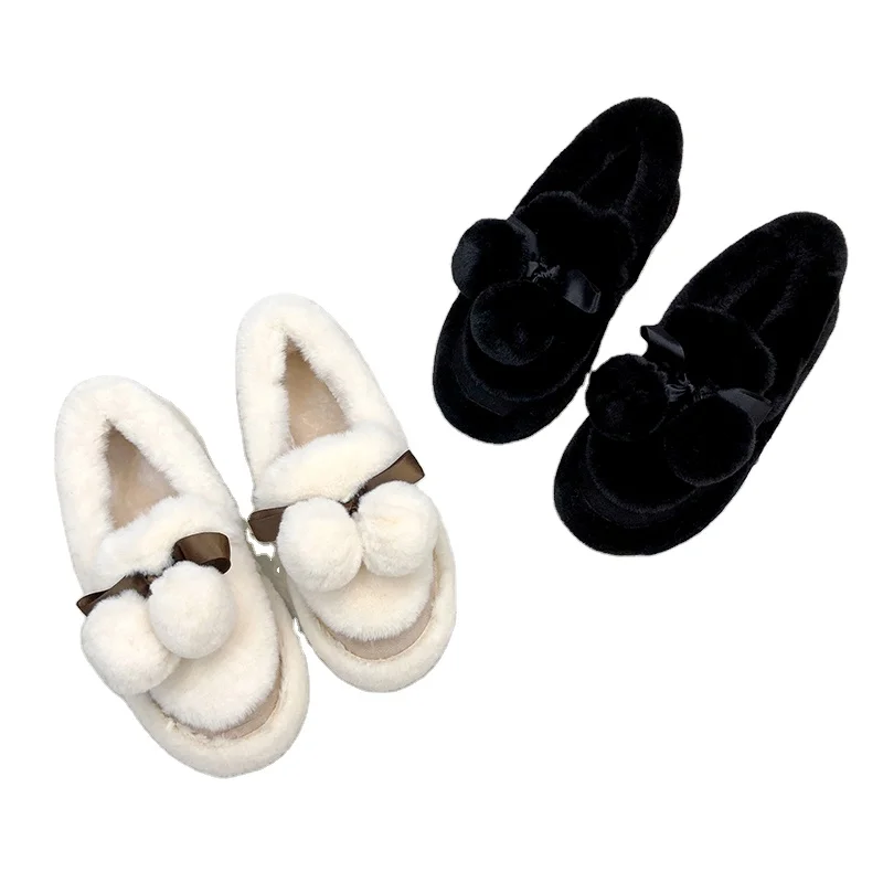 2021 Hot sale new fashion design women fur and plush slippers cute animal anti slip and warming outdoor shoes for winter