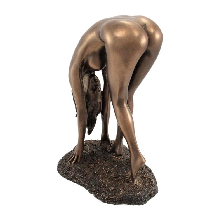 Modern home ornament custom Bronze Sexy Beautiful Nude Woman dancing Naked erotic Sculpture