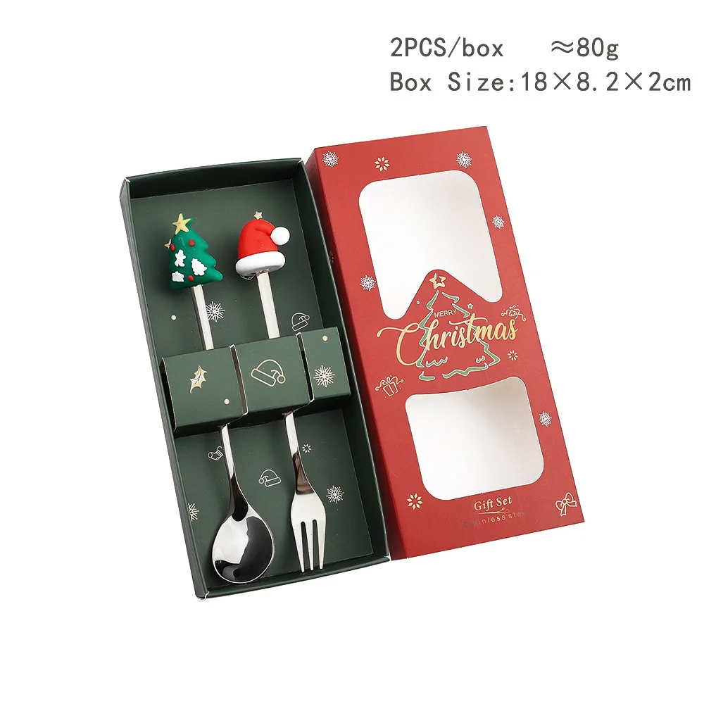 Christmas Spoon set Cute Christmas gift cutlery two-piece Santa doll dessert spoon set