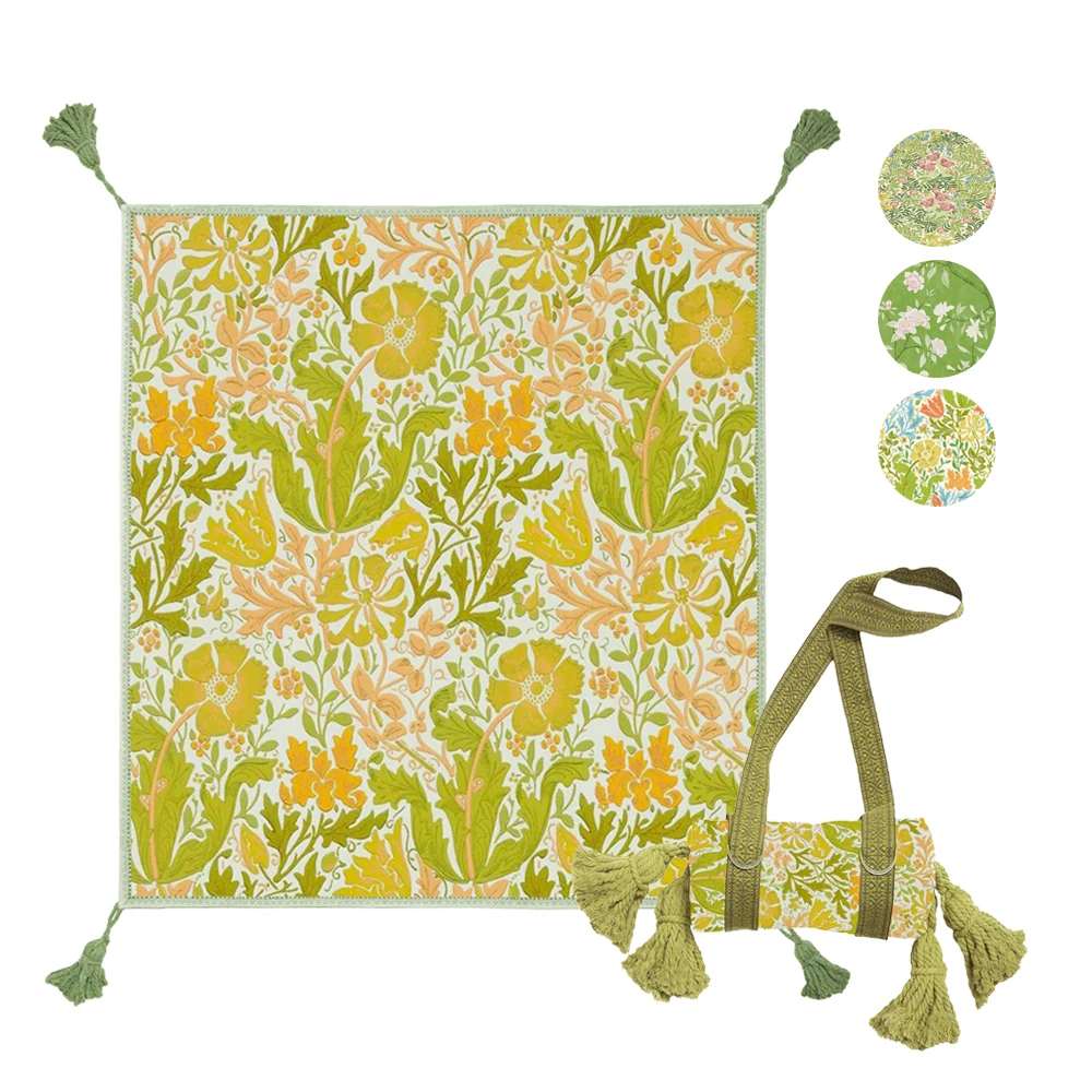 Bohemian Style Outdoor Custom Printed Foldable Waterproof Picnic Blanket Rug Picnic Mat with Carry Strap