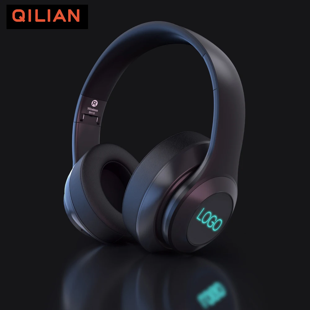 BH10 OEM LED stereo wireless bluetooth 5.0 super bass ANC HIFI sound headphone with active noise cancelling headphones bluetooth
