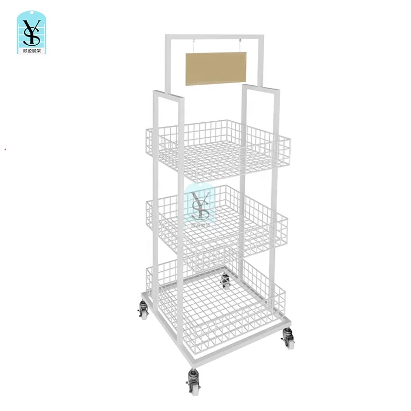 New Arrival Single Side Wall Mesh Black Grid Spinner Rack Panel Hanging Store Storage Basket