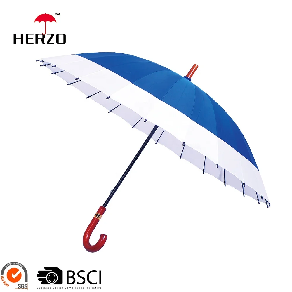 Herzo 23inches 24K manual open anti storm sun protection big wooden handle 24K umbrella For Africa South America