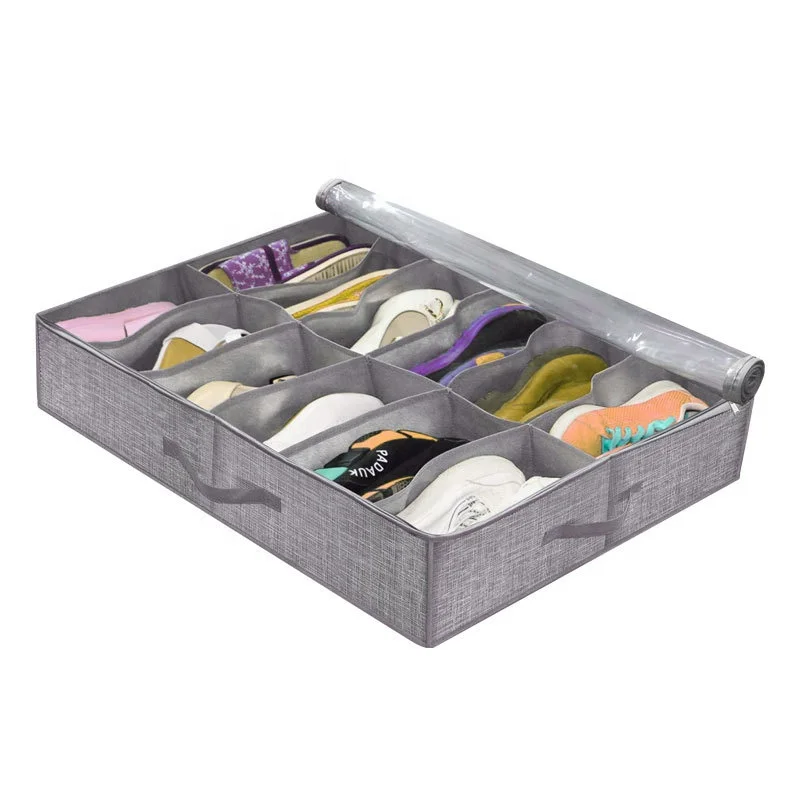 Custom sneaker fabric storage box basket shoes organization storage baskets box foldable with Clear Window Cover