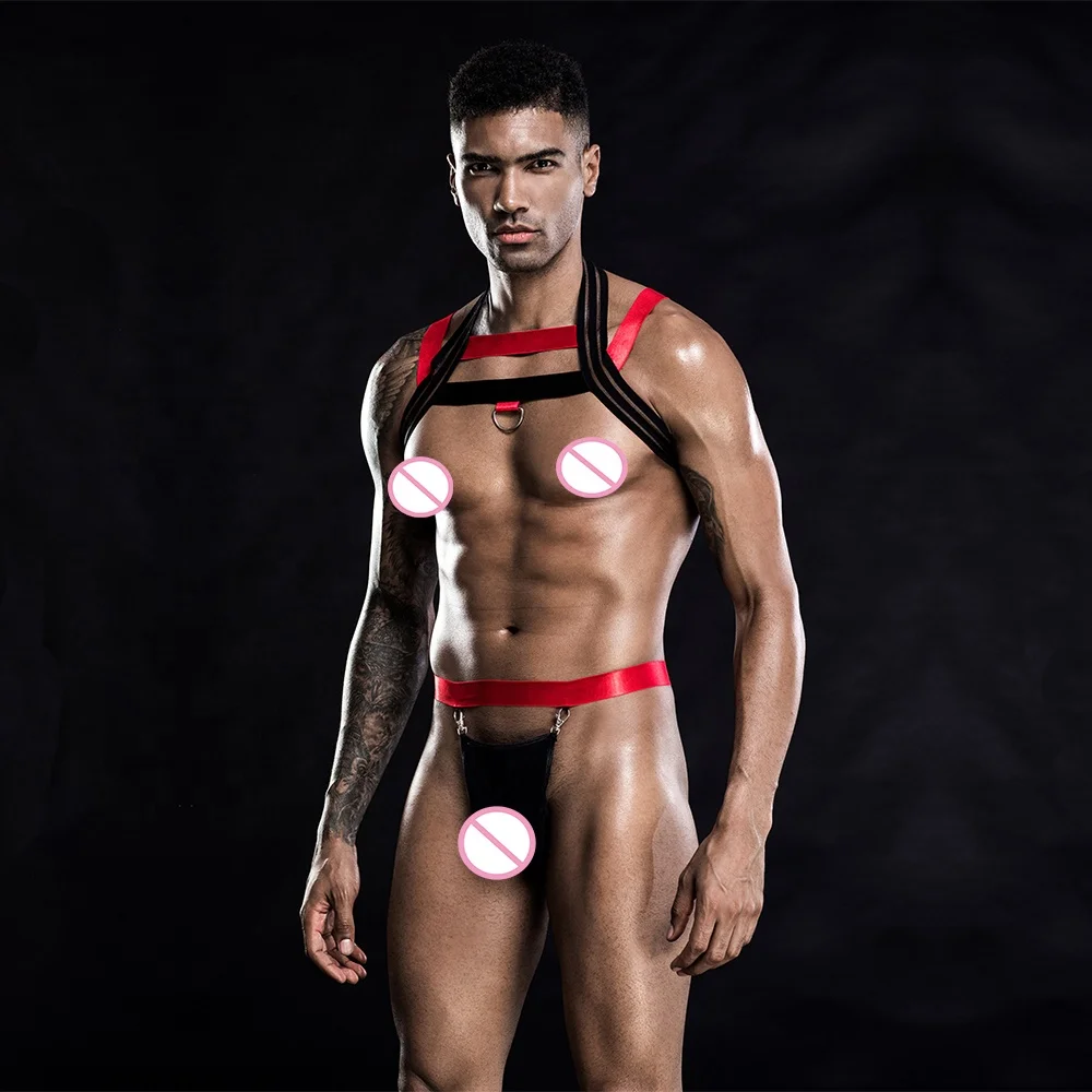 Sexy man t-back shoulder girdle sexy costume for pole dancing night club wear