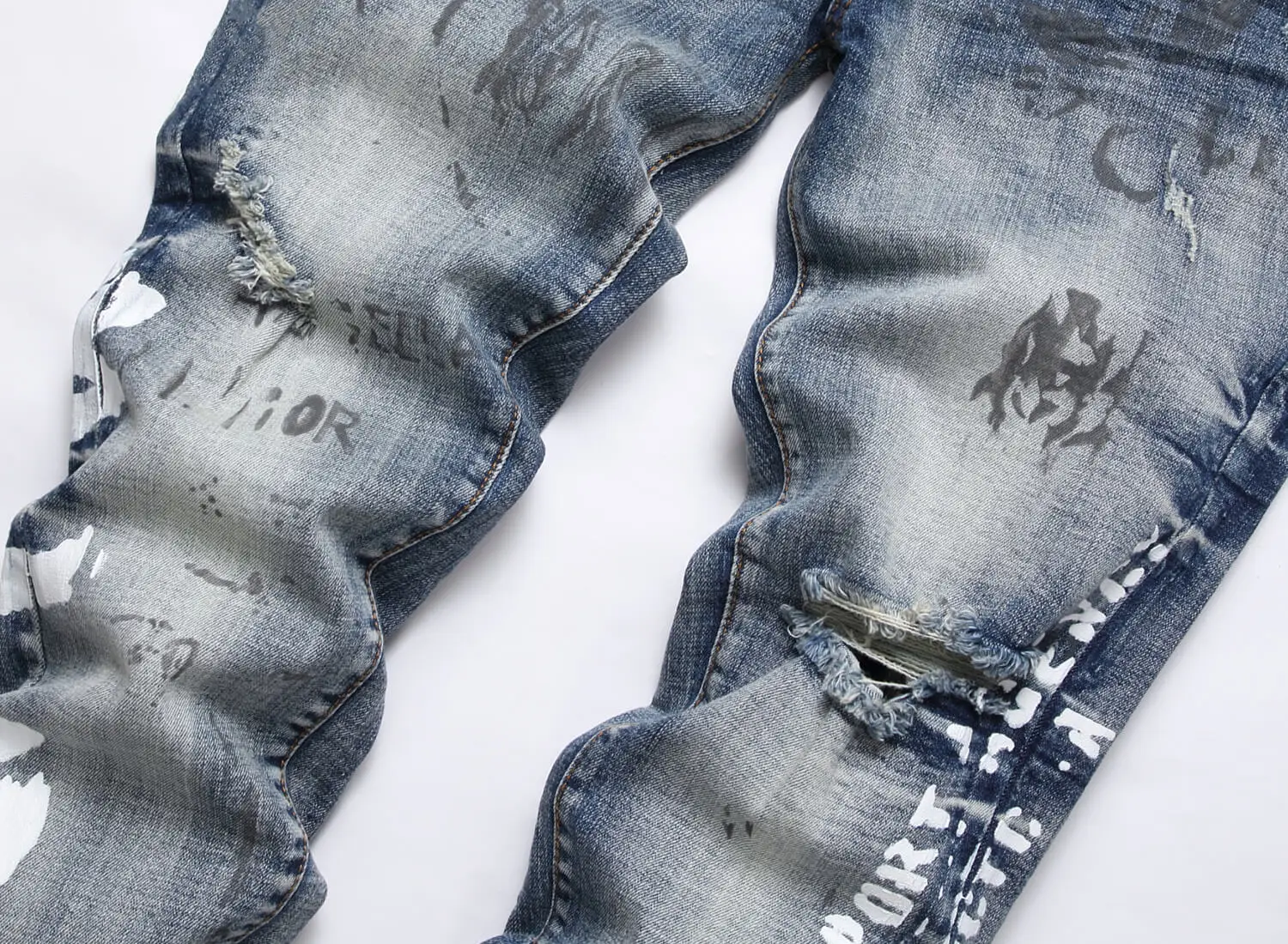 Oem Custom Mens Ripped Hip Hop hip hop straight Designer Streetwear Fashion Quality Jeans