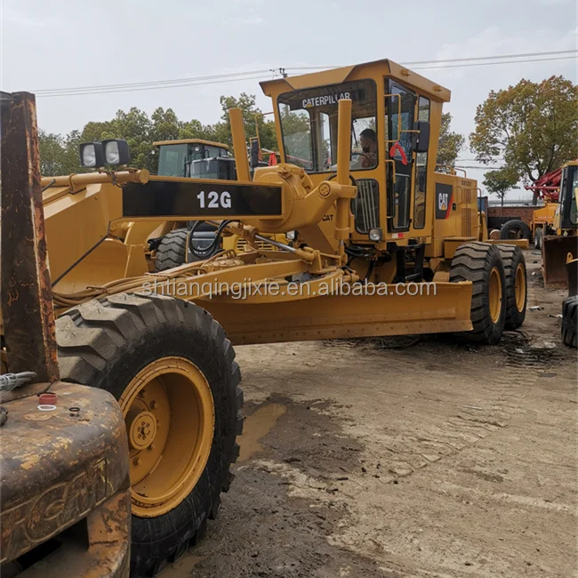 Used motor grader with scraper CAT 12G Caterpillar land leveller shovel blade bullgrader pavement construction machinery Egtypt