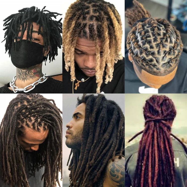 Wholesale locs crochet natural make machine Braiding Afro natural for black men 0.6cm Human Dreadlocks styles Hair Extensions