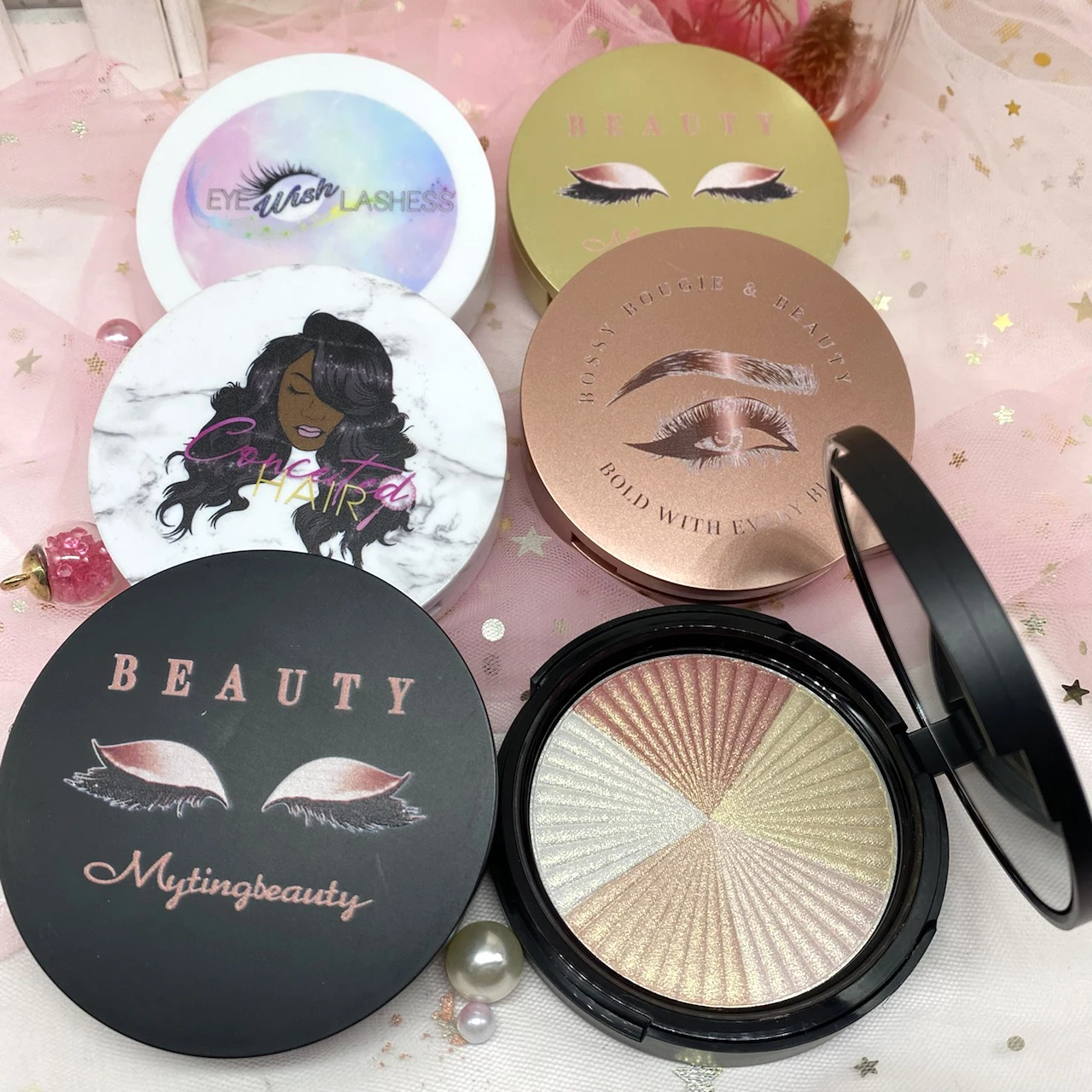 High Pigment Custom Your Own Brand Bronzer Highlight Pressed Powder Private Label 5 Colors Highlighter Makeup