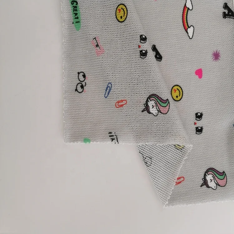 unicorn rainbow high quality breathable polyester hacci jersey fabric cute cartoon digital print fabric