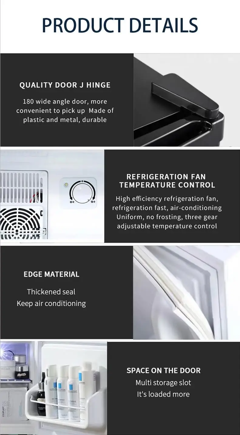 Factory supply potable lockable 40l glass door small refrigerator electric cooling drinks display mini fridge