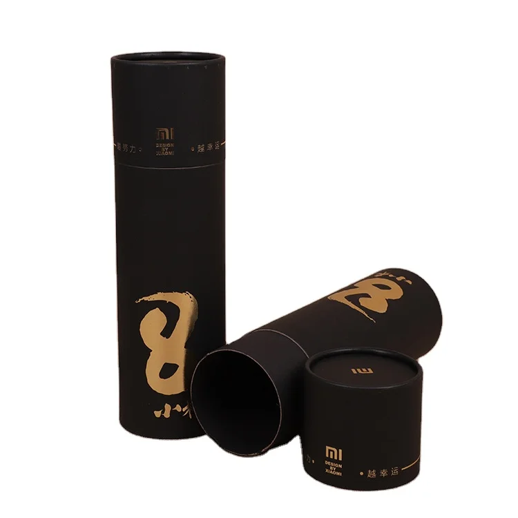 
Customized Logo Black Texture Paper Tube Packaging Kraft Paper Tube Packaging Paper Tube 