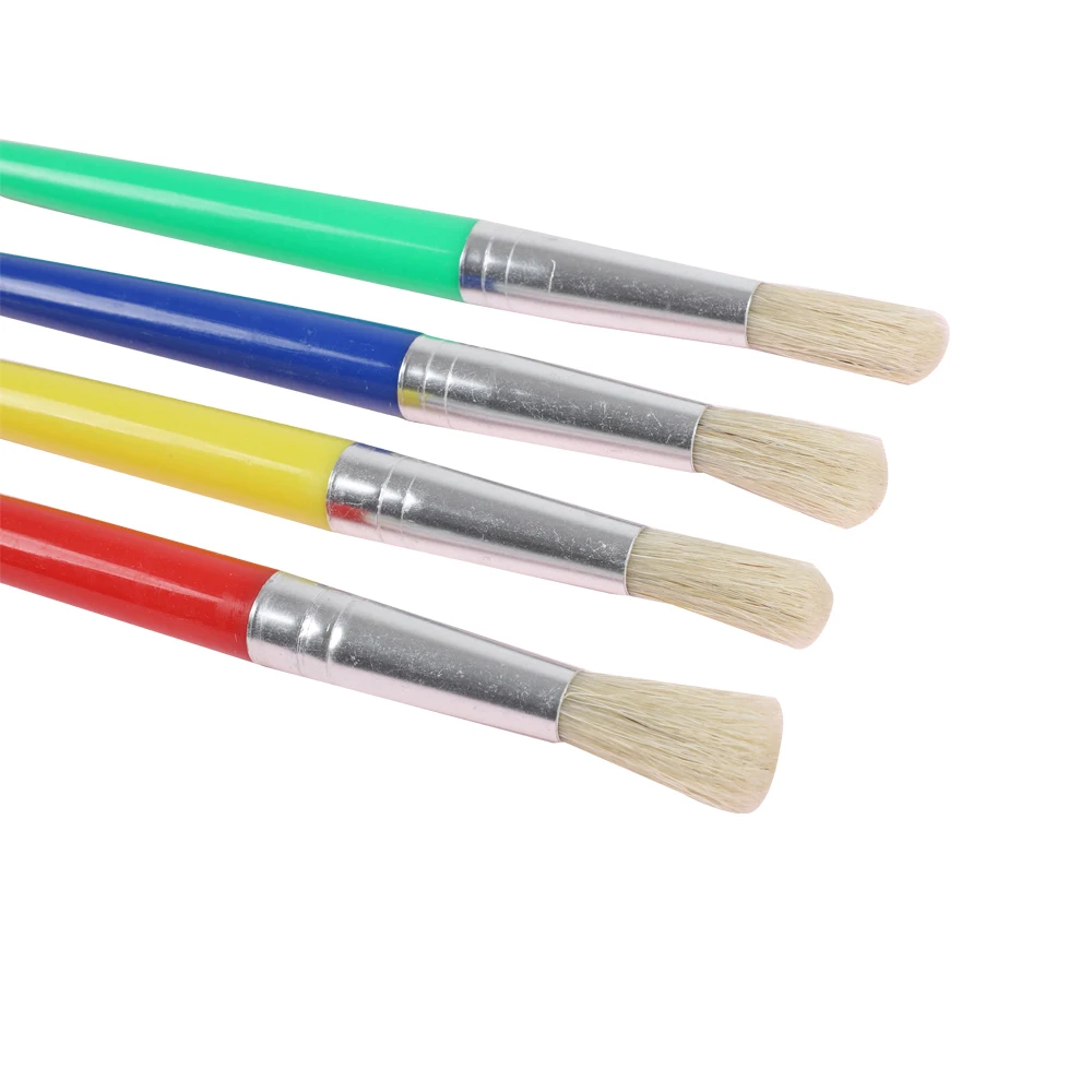 Haihui 4pcs Wholesale Professional Watercolor Acrylic Paint Soft Bristle Paint Brushes Long Birch Handle Art Painting