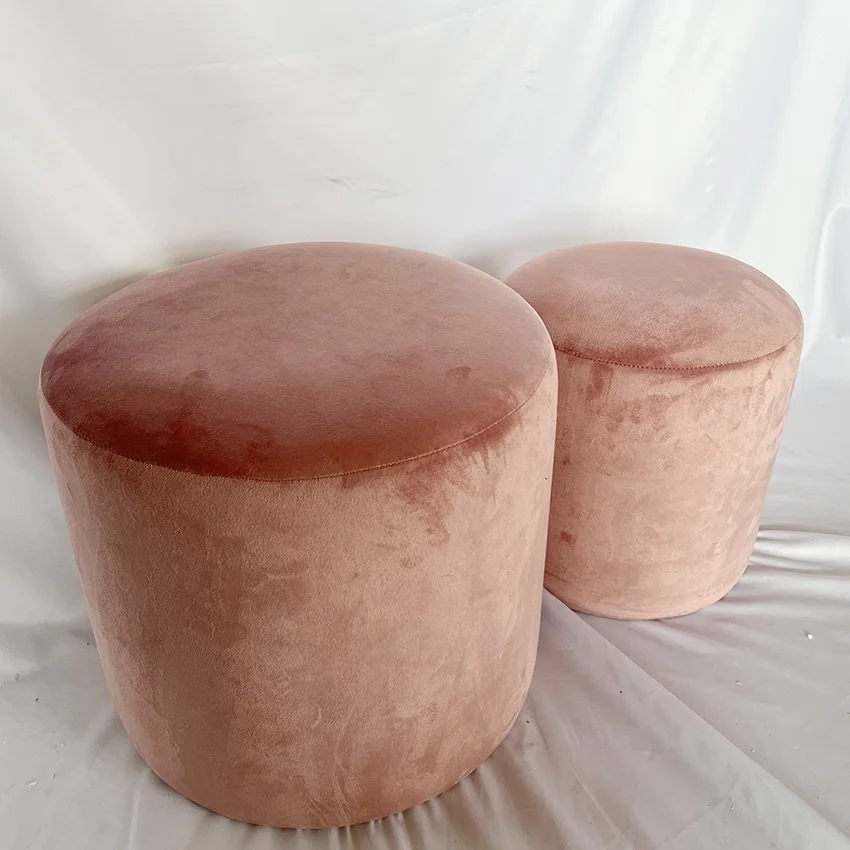 Nordic Simple Small Cute Ottoman Wood Round Stools Shoes Changing Stool