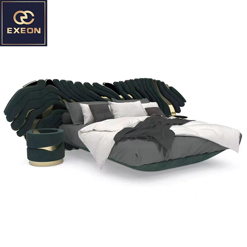 Luxury Modern Light Villa High Quality Queen Bed Classical Bed Room Furniture Hotel Design Double Bed