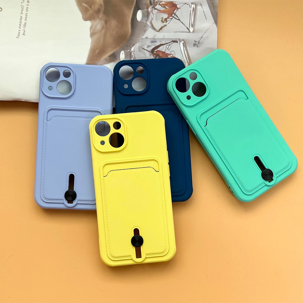 Silicone Card Holder Case Cover Phone Cases for Tecno Camon 19 Spark 7 for MOTO for LG for Realme for Infinix for Redmi