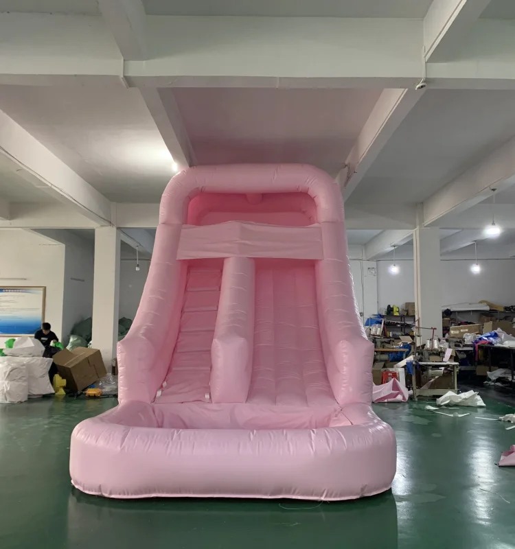 Fun pink White Custom PVC Slide with air Blower Kids Adult Jumping Castle Inflatable Water Slide for Party Water Play Rental