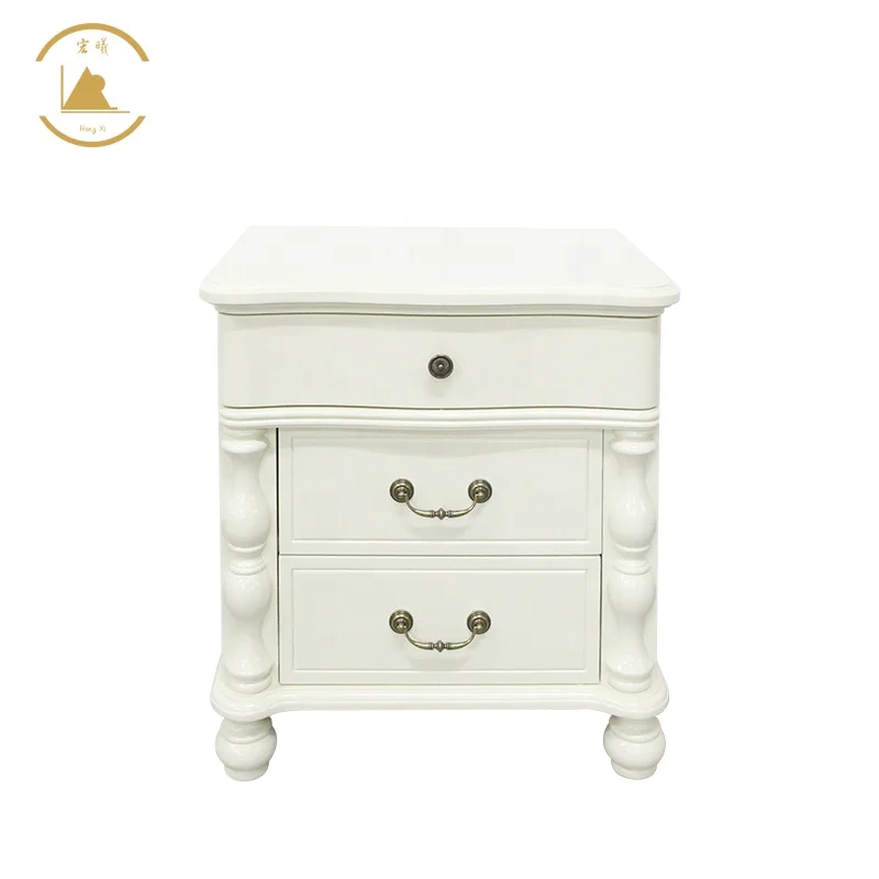 Aliba Select Hongshun Factory Direct Solid Wood 3-  Drawer Chest White Drawer Dresser Cabinet Nightstand