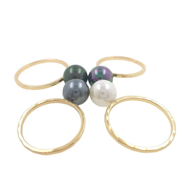 JX43 hawaiian jewelry wholesale black pearl rings different sizes colors ready to ship