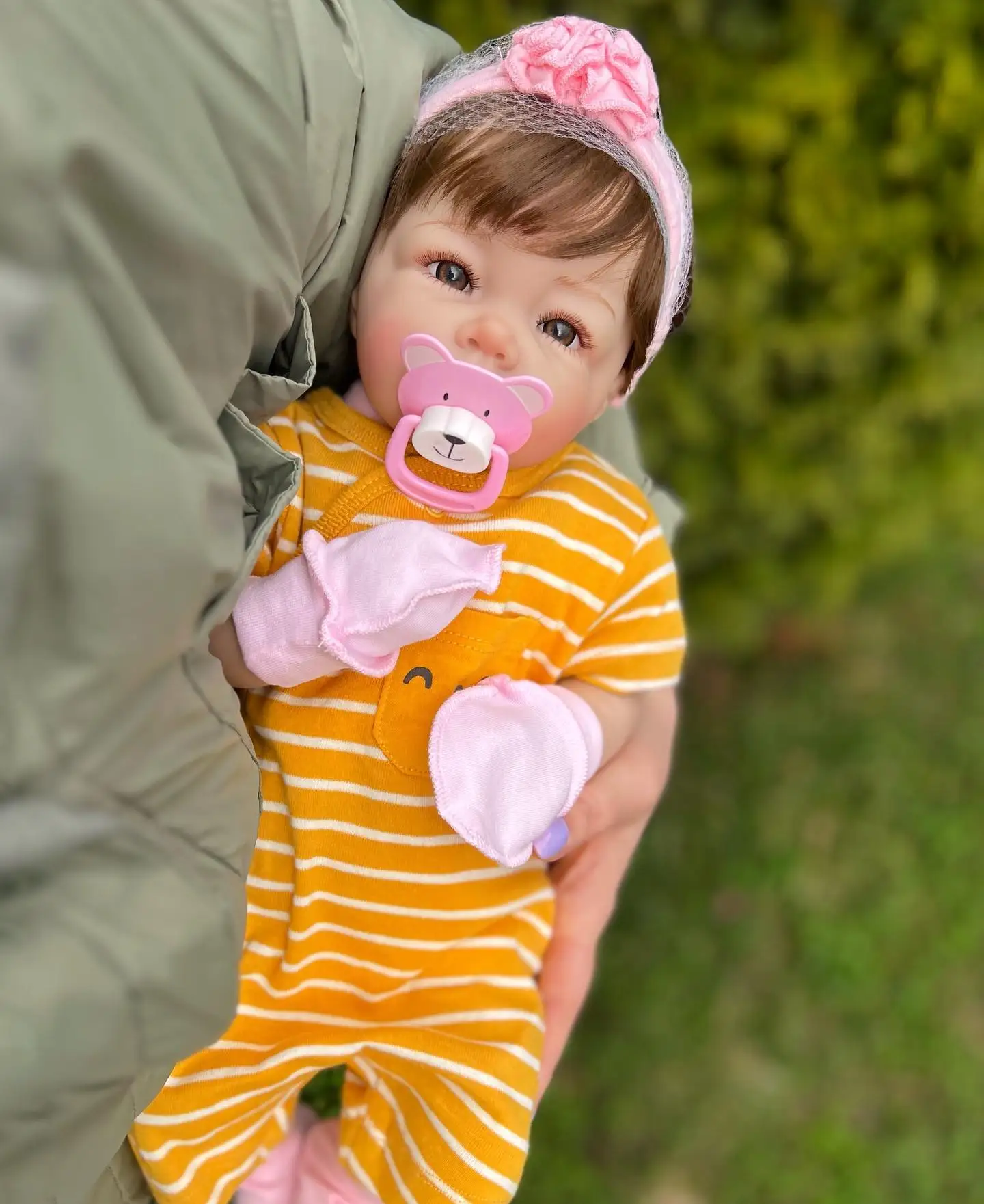 55cm Reborn Baby Dolls Long Hair Cute Clothing Hair Accessories Set Fashion Bebe New Born Doll