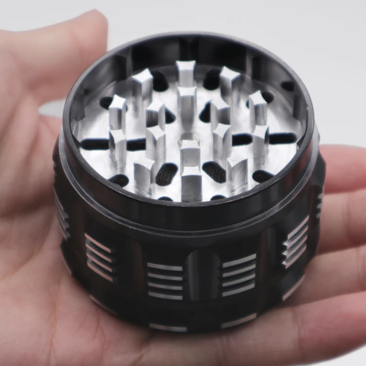 Измельчитель для трав 2,5 дюйма, 4 шт., черный алюминиевый измельчитель для специй, аксессуары для курения со скребком для пыльцы