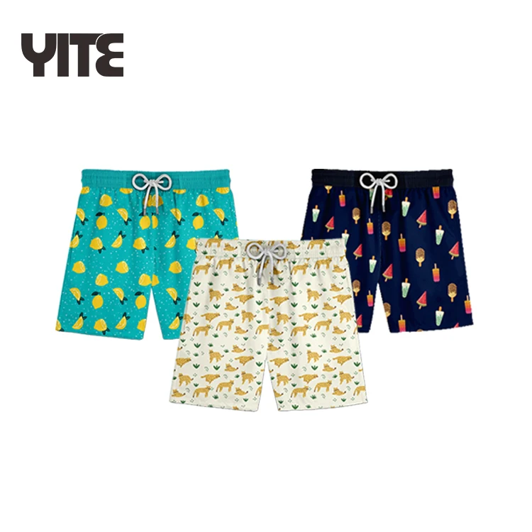 4 Way Stretch Kids Board Shorts Customized Patterns Swimming Trunks Cartoon Printed Children Beachwear