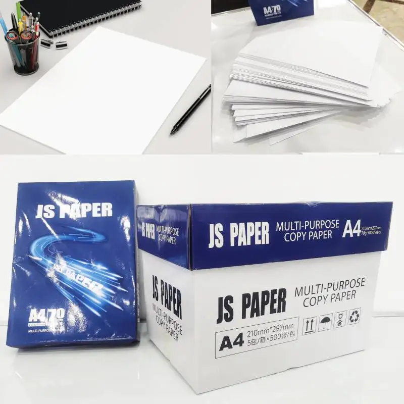 Lowest price High Quality 70GSM 75GSM 80GSM 100% wood Pulp A4 format printing Paper Copier 500 Sheets Ream 5 Reams Box A4