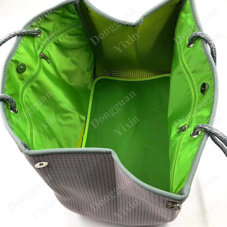 Light Pink Half Perforated Large Neoprene Bag Beach Tote Bag for Women with Inner Zipper Pockets