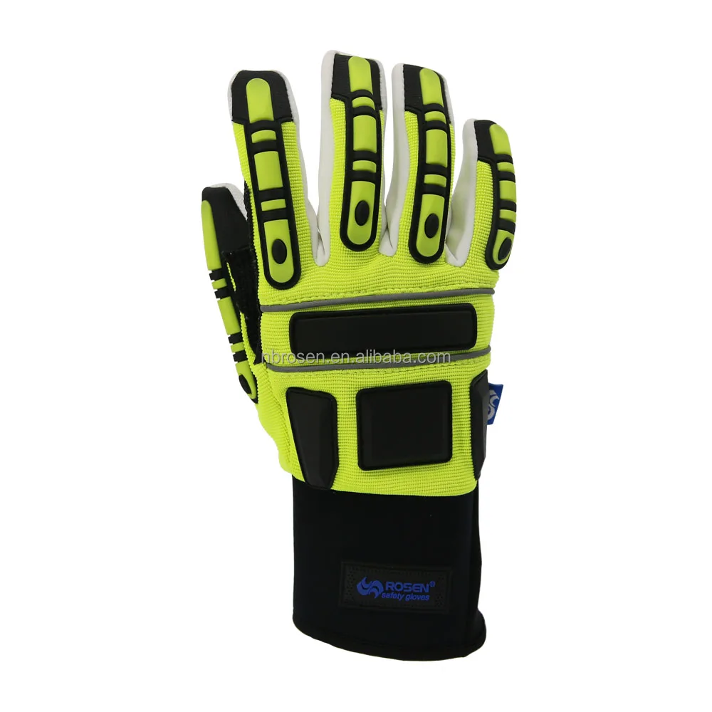 TPR Silicone Knuckle Protection Oilfield Heavy Duty Hand Impact Puncture Long Cut Resistant Oil Gas Offshore Industry Gloves