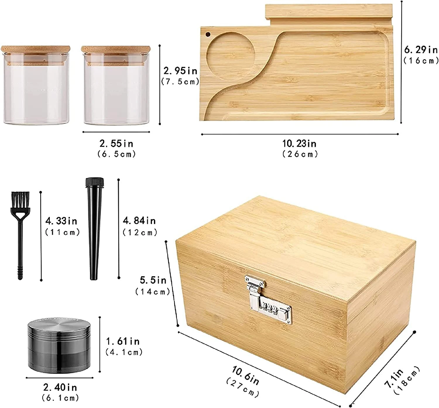 wholesale customised luxury bamboo wooden magnet smoking hash stash box bundle smell proof with lock