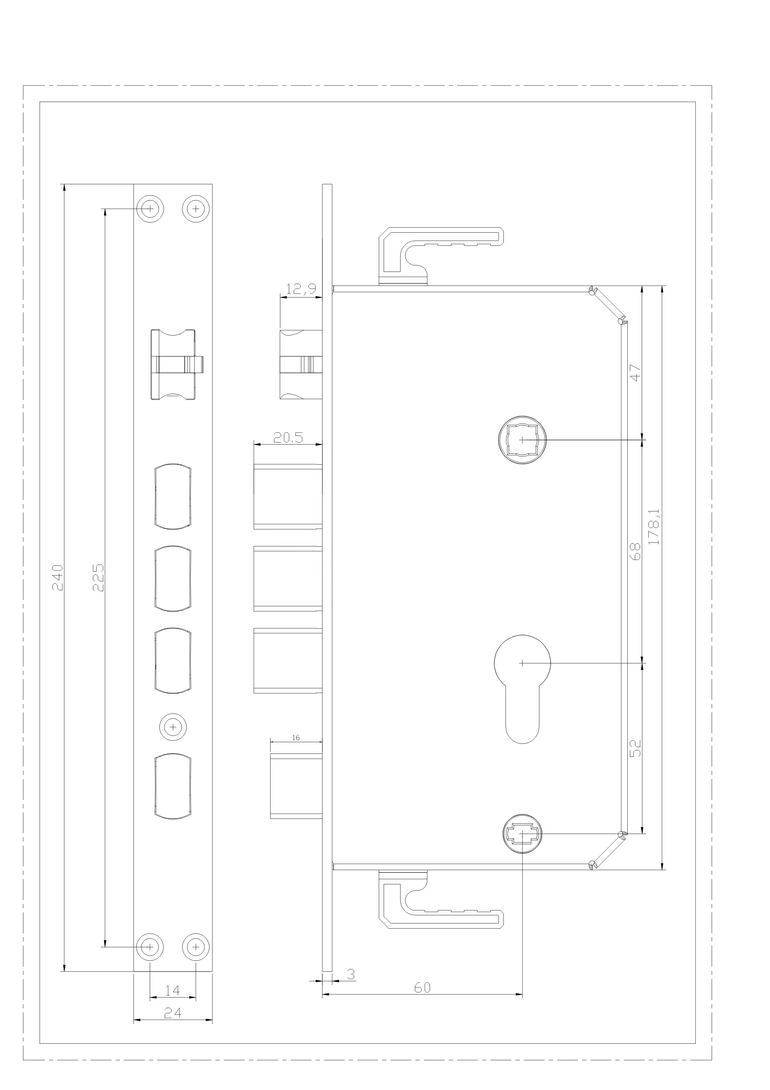 customized door lock body electronic lock body SUS 304 square spring latch bolt safe mortise lock body