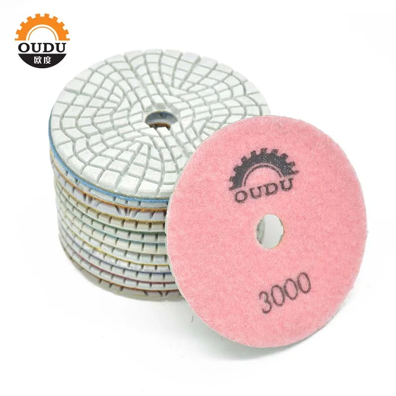 Super Quartz Marble Granite Flexible Dry Wet Diamond 3 Step Polishing Pads for Stone