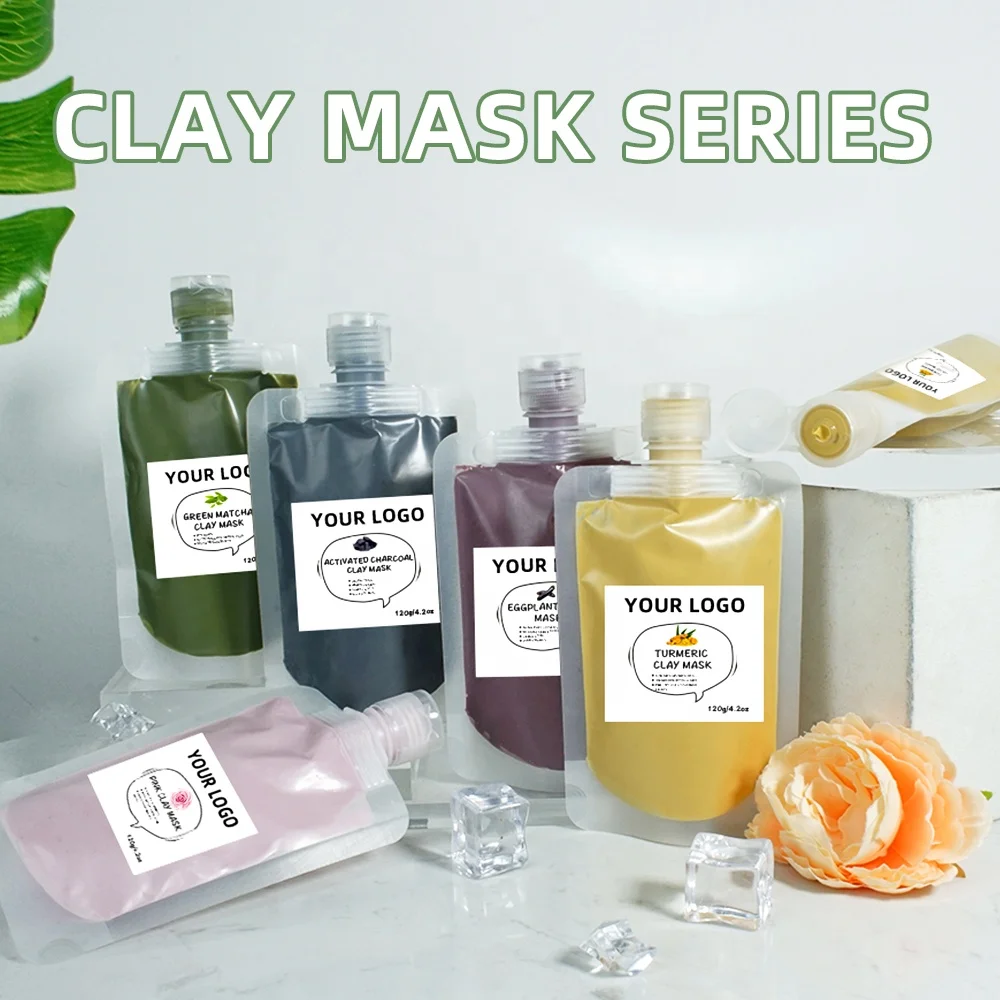 New Organic Herbal Mud Face Maskss Beauty Series Matcha Turmeric Clay Mask Face & Body Mask