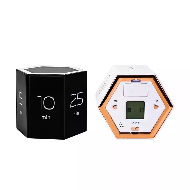 Hexagon Flip Timer with Mute & Alarm Function- Kitchen count down Timer Easy to Use - Timer for Kids - Magnetic Cu