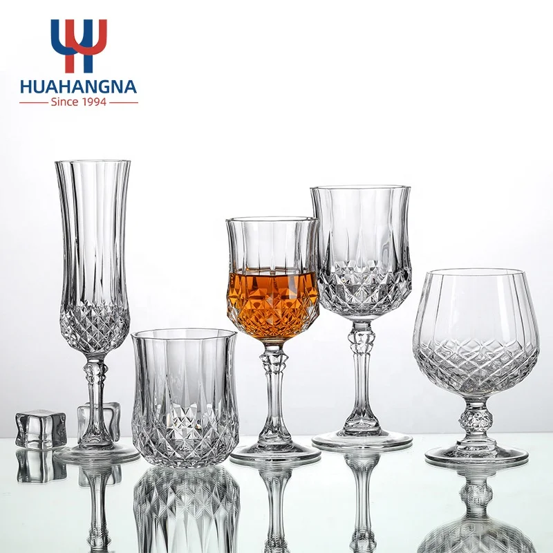 Wedding Party Whiskey White Drinking Glasses Water Cup Vintage Embossed Diamond Lead-free Crystal Red Wine Glass