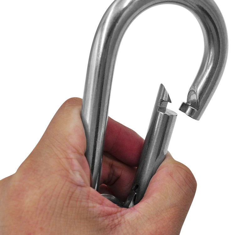 
5*50mm Snap Hook Stamped D-Ring Stainless Spring Steel Climbing Carabiner 