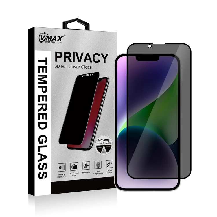 0.33 Anti spy automatic adsorption bubble free 3D 9H Tempered Glass privacy screen protector film for iPhone 14 plus 14 pro max