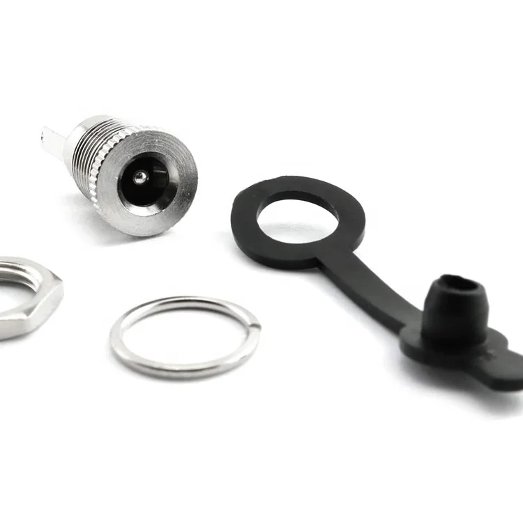 5.5x2.1mm Screw Threaded Female Panel Mount DC Jack Power Socket Connector Adapter