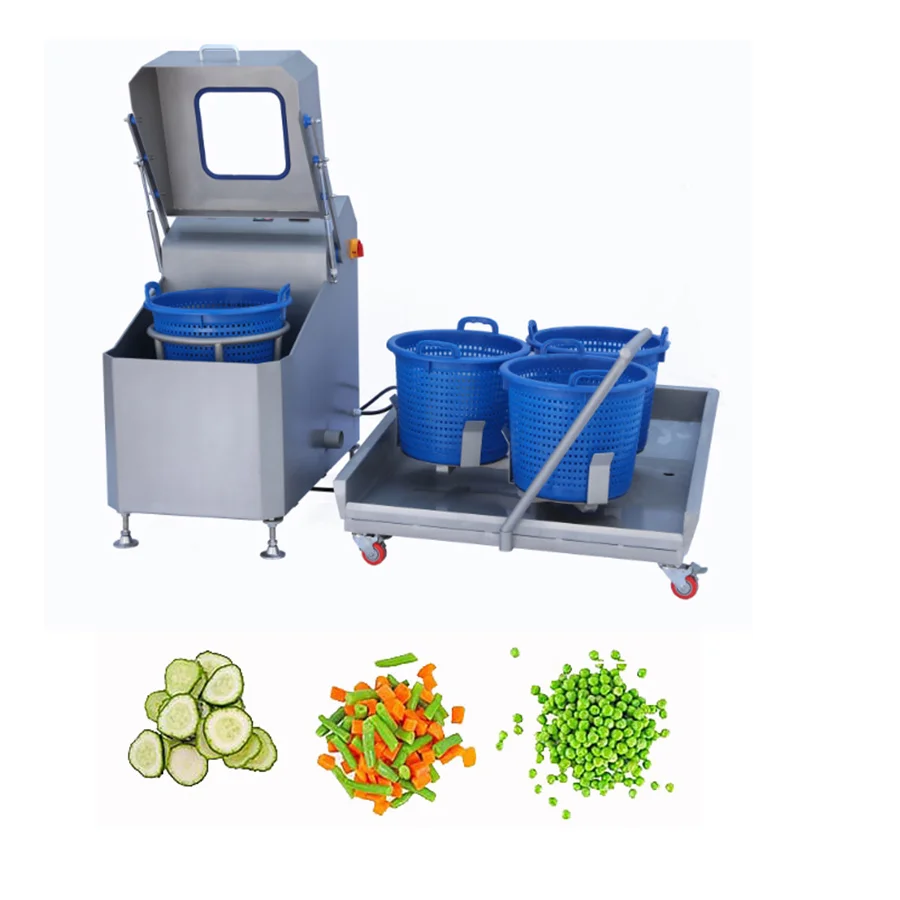CE certified PLC control centrifugal vegetable dewatering  machine  with food grade basket 250 kg/h capacity vegetable spinner