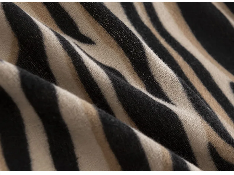 In Stock Winter New Arrival Factory Pashmina Alpaca Scarf zebra pattern 100% Merino Wool other scarf Cashmere Scarf Mufflers