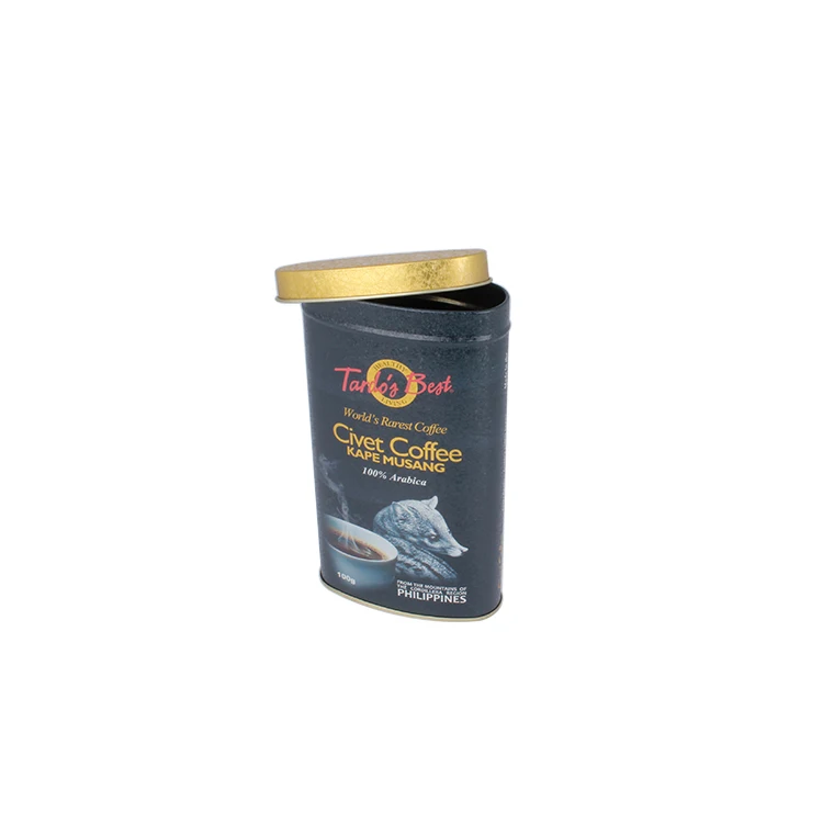 coffee tin box customized printed oval shape