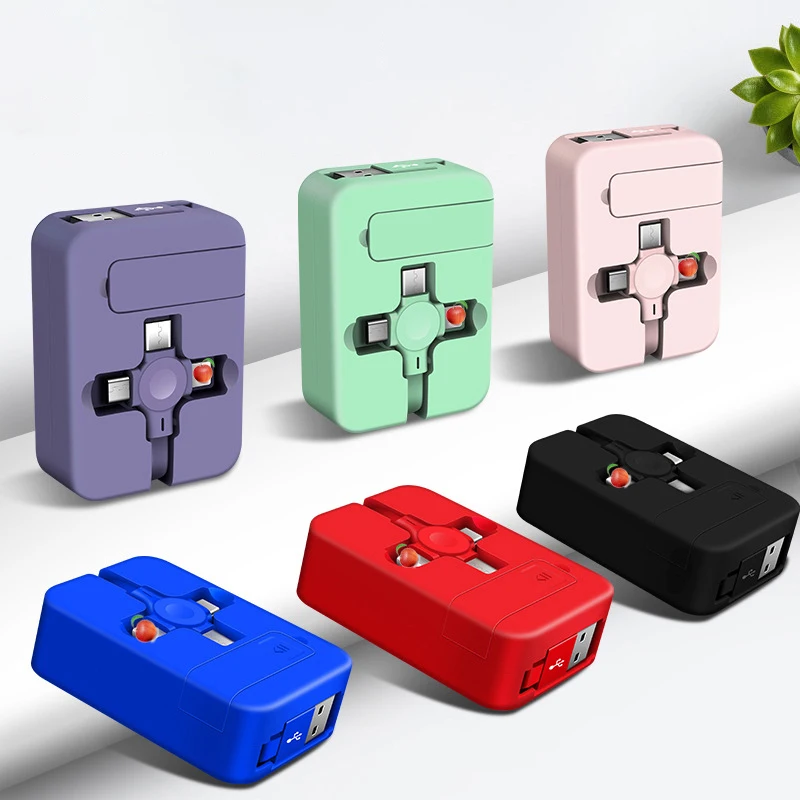 4 в 1 Выдвижной 8 Pin/usb Type C/micro Usb кабель плоский 3 C зарядный с подставкой для