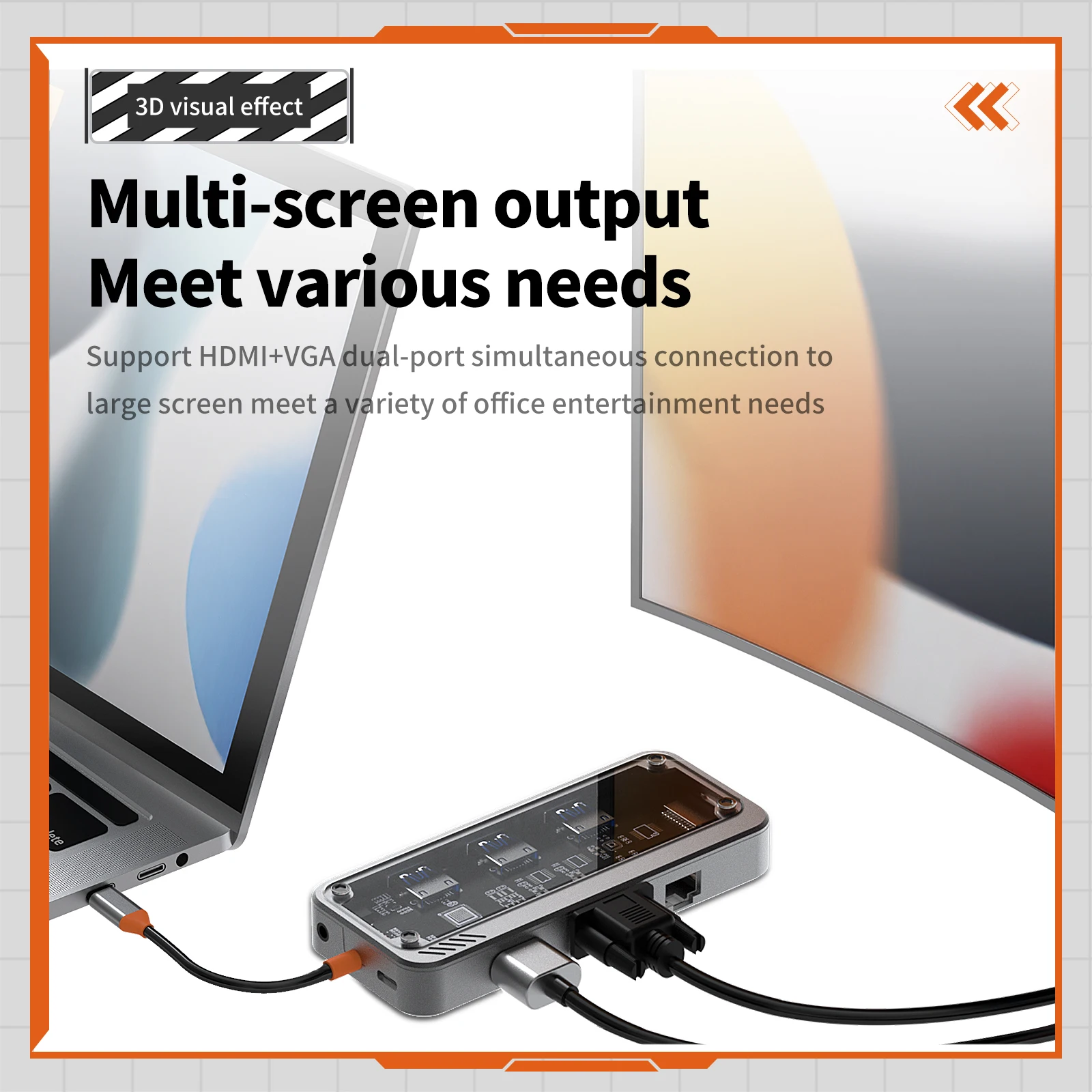 10 in 1 HUB Type Usb-c USB C PD Charging Docking Station Laptop Dual HDTV 4K 100W Usb Hubs