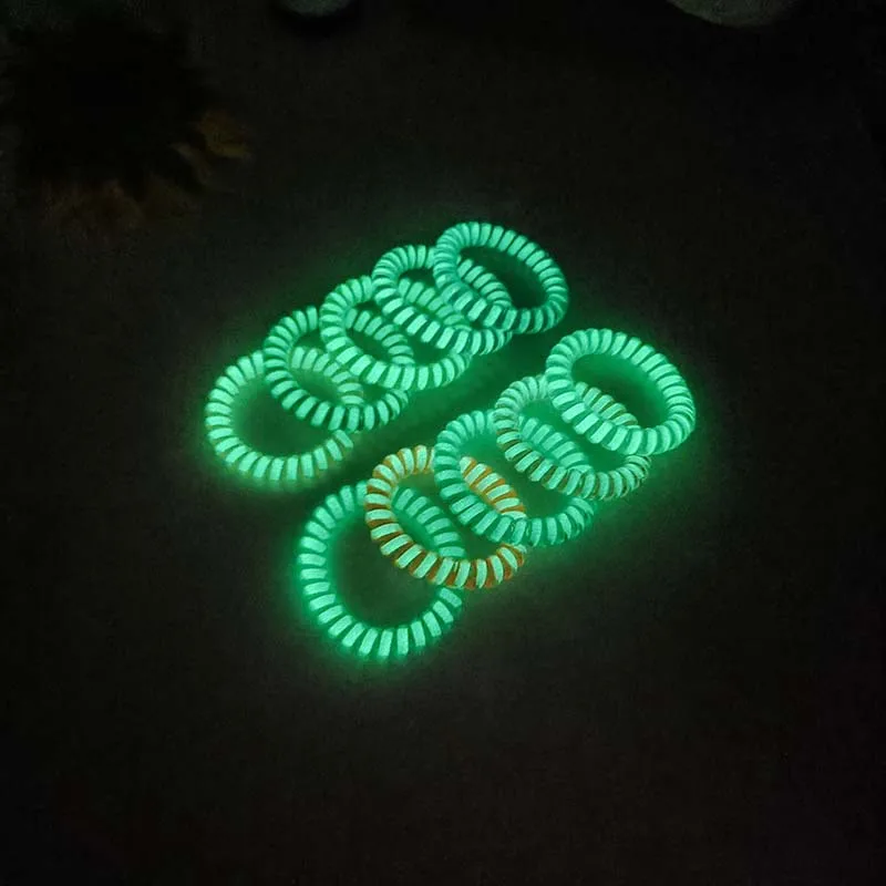 Wholesale luminous telephone hair coil solid color elastic rubber band fashion bracelet not hurt hair rope