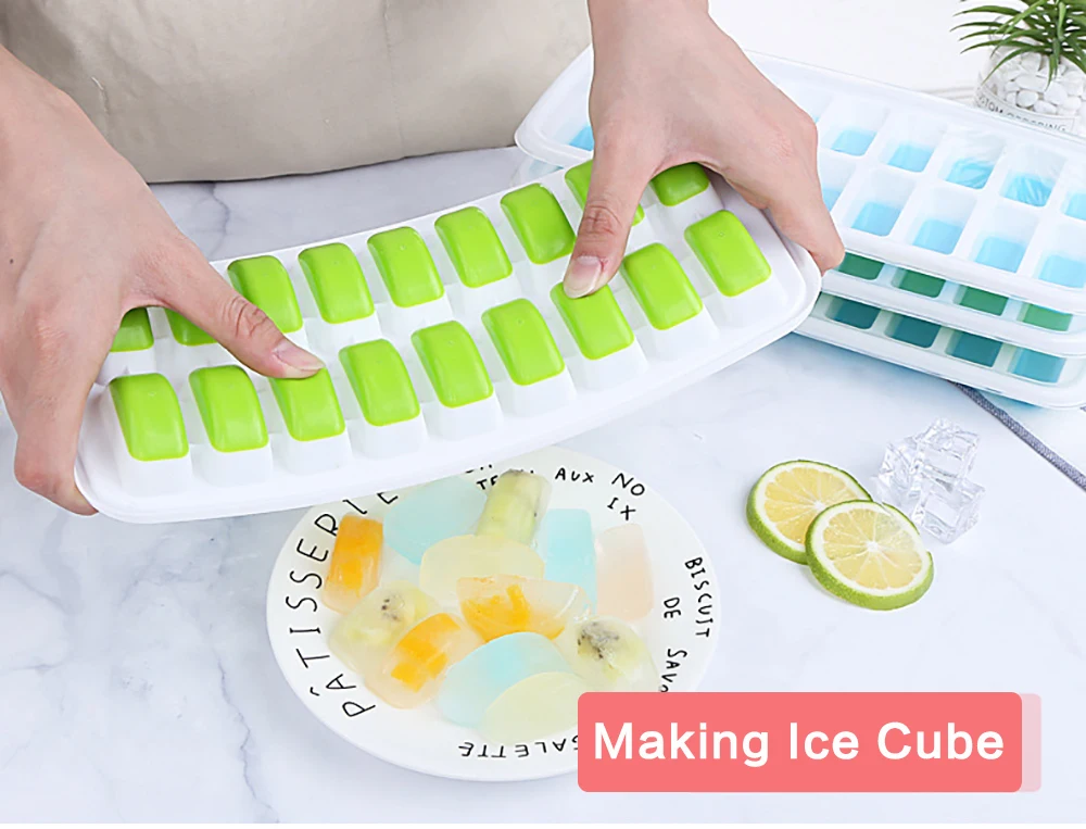 Easy Release Clear Ice Cube Trays, 16 Cube Trays Ice Maker Moulds with Removable Lids