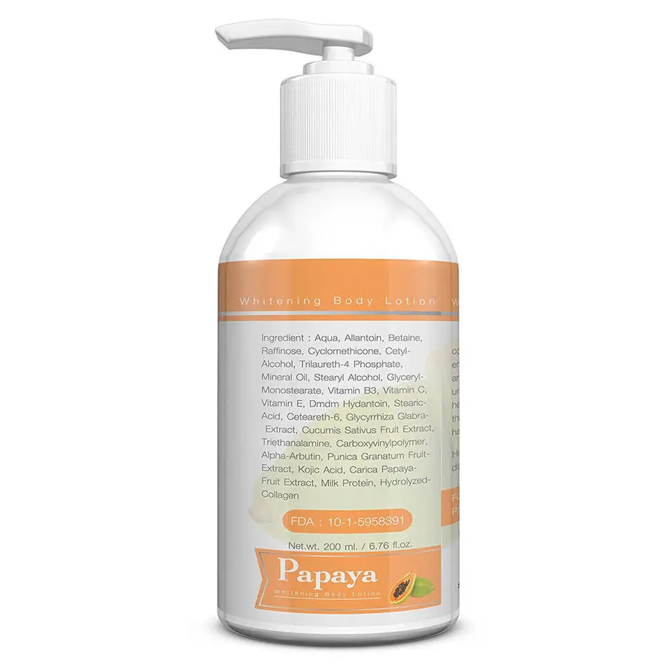 Private Label Vegan Organic Black Skin Whitening Kojic Acid Papaya Body and Face Lotion