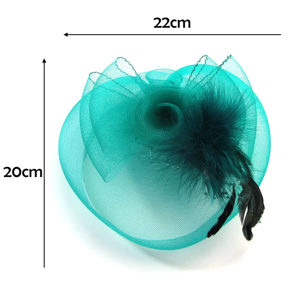 Headwear Veil Cover Hat Flower Feather Fascinator For Women Hair Clips Brooch Wedding Party Church Orange Color