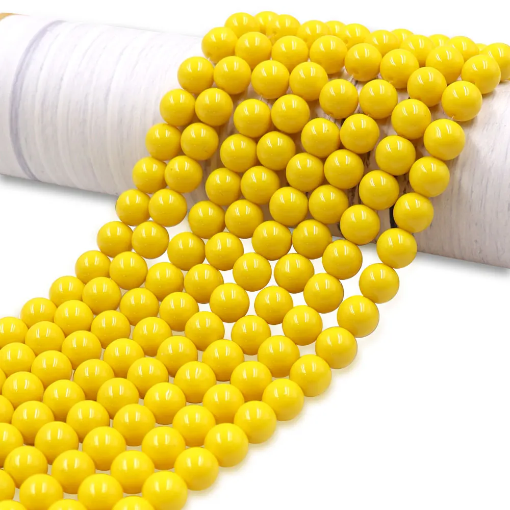8mm Yellow Synthetic Glass Beads Factory Stock for Jewelry Making for Jewelry Crafting